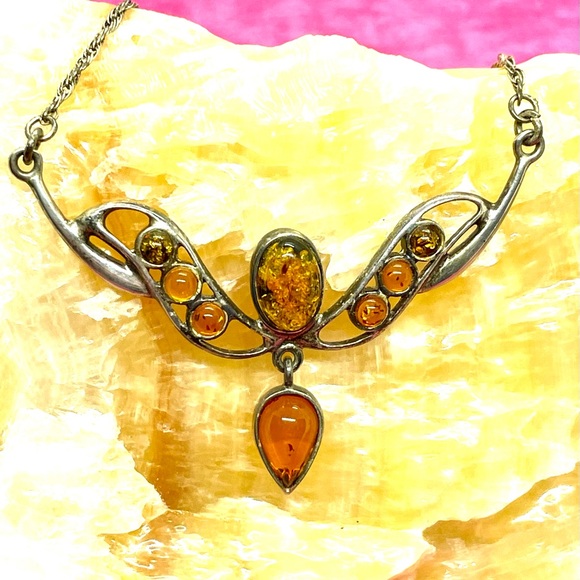 Sterling Amber Necklace